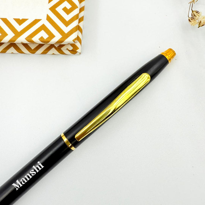 Personalized Twist Pen Slim Black Body with Golden Clip