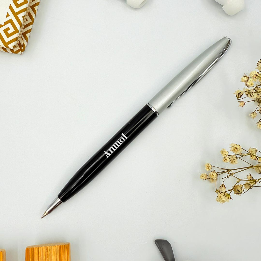 Personalized Pen Classy Black Glossy Finish With Silver Cap