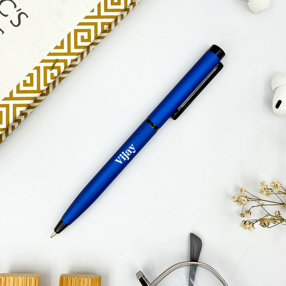 Personalized Pen Matte Blue Body With Black Clip