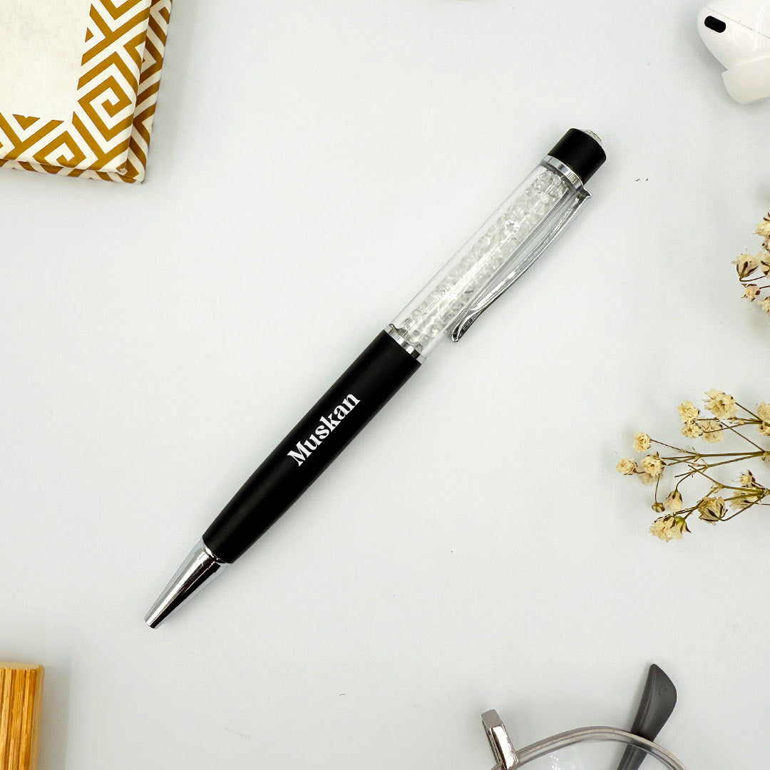 Personalized Pen Transparent Crystal Filled Look