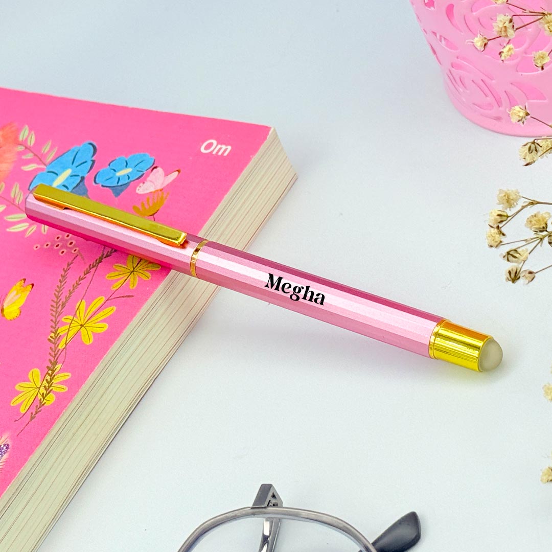 Personalized Pen Beautiful Pink Glossy Finish Look