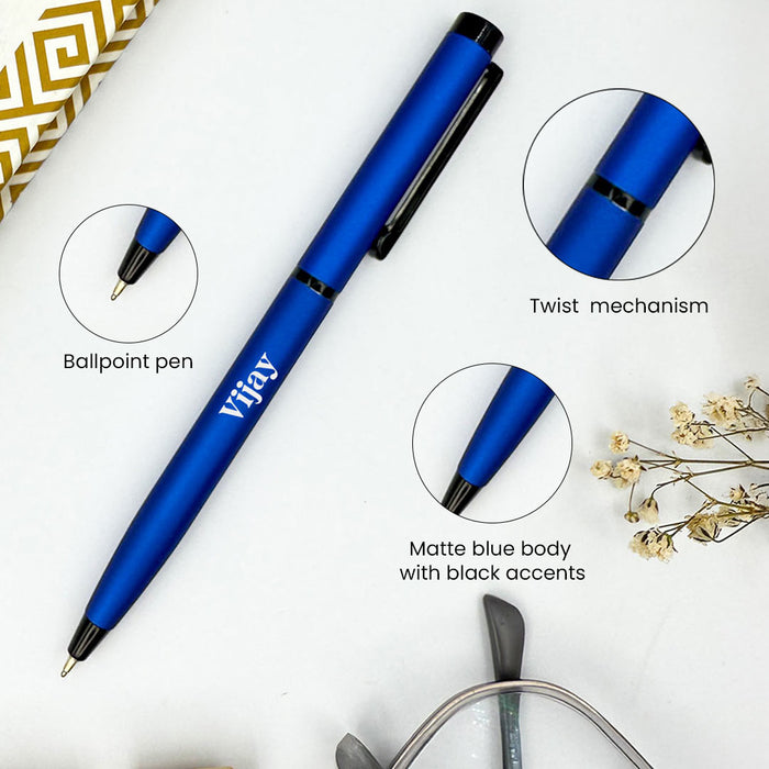 Personalized Pen Matte Blue Body With Black Clip