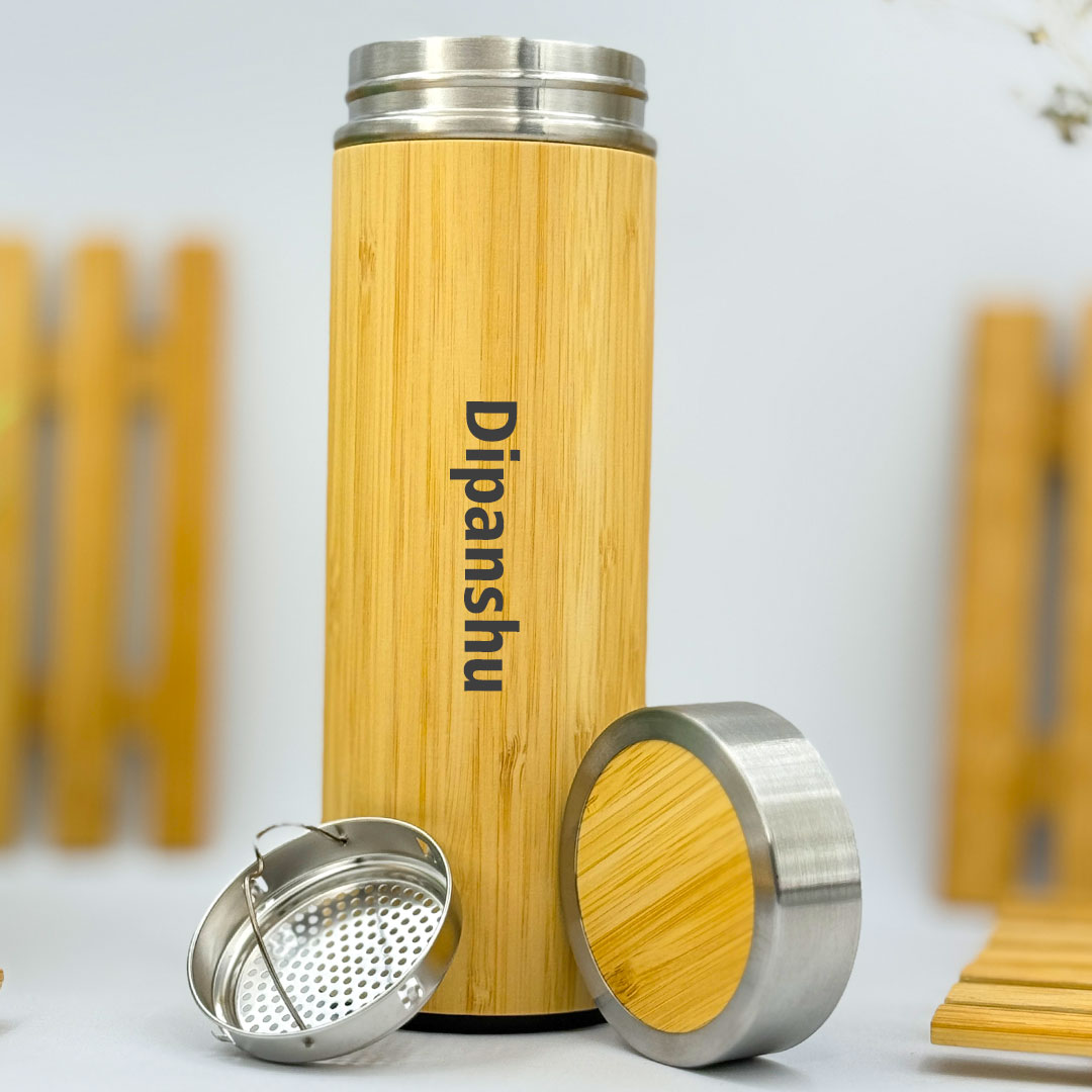 Personalized Bamboo 500 ML Stainless Steel Water Bottle