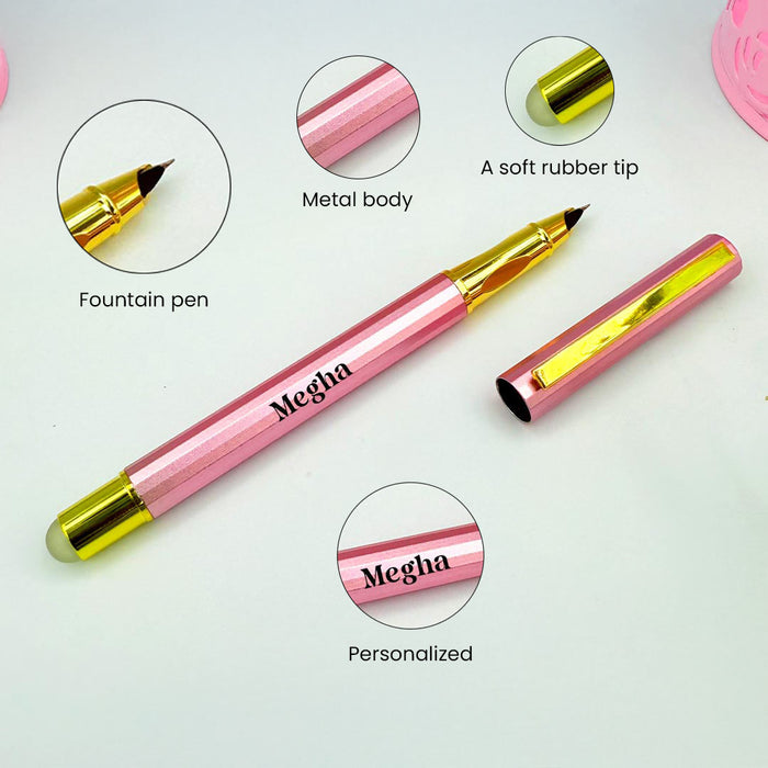 Personalized Pen Beautiful Pink Glossy Finish Look