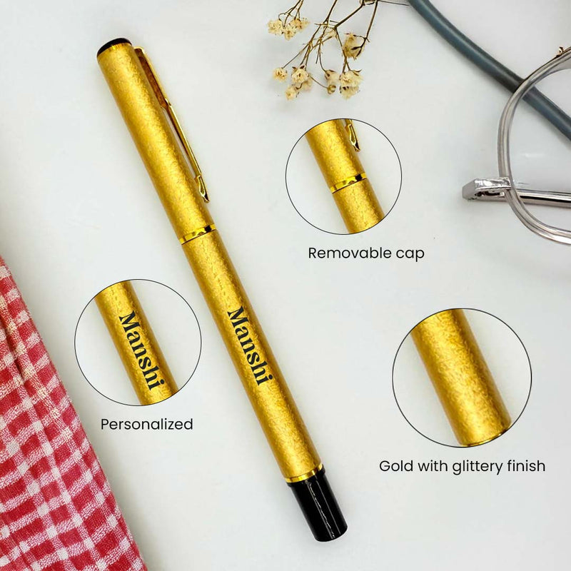 Personalized Pen Royal Gold With Glittery Finish Body