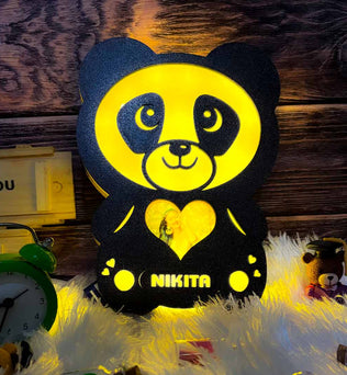 Glowing Panda Lamp with Photo & Name - Valentine Day