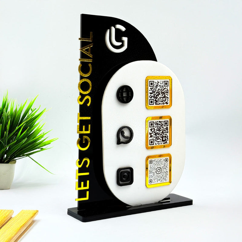Modern Sleek QR Code Stand – White & Black Acrylic