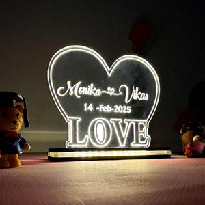 Heart-Shaped Acrylic Frame with Custom Name