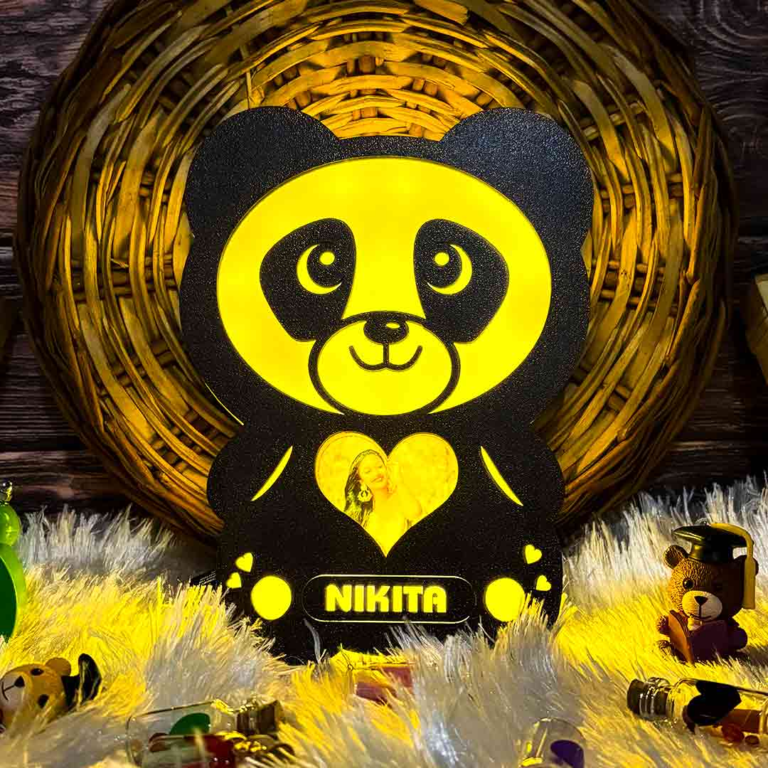 Glowing Panda Lamp with Photo & Name - Valentine Day