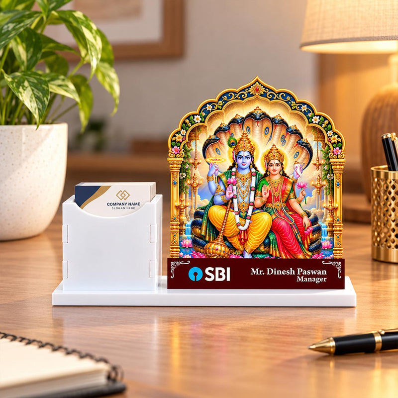 1. Personalized Vishnu Lakshmi Corporate Gift with Visiting Card Holder | Love Craft Gifts™