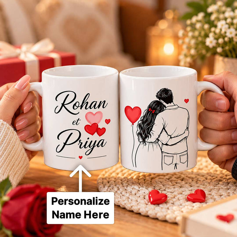 1. Romantic Couple Ceramic Mug Pair 250ml Each | Love-Themed Gift | Love Craft Gifts™