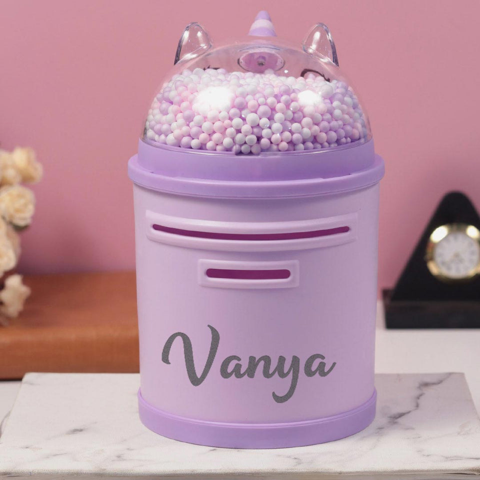 Personalized Piggy Bank -Unicorn Design Gullak for Girls