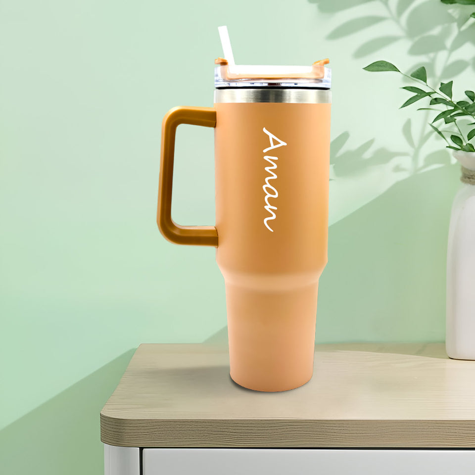 Personalized  Stainless Tumbler With Straw