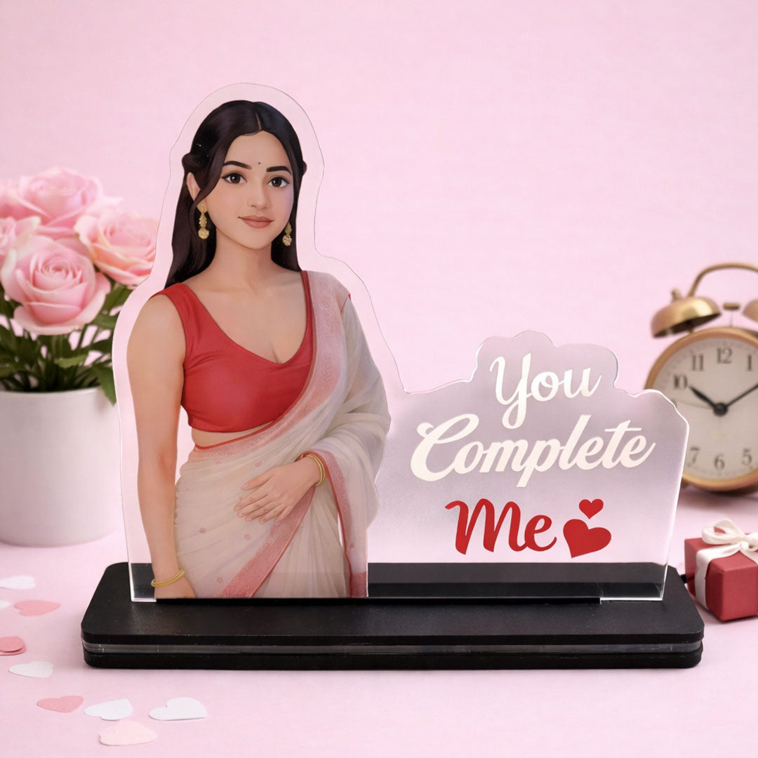 You Complete Me – Personalized Photo Acrylic LED Lamp (8×8")