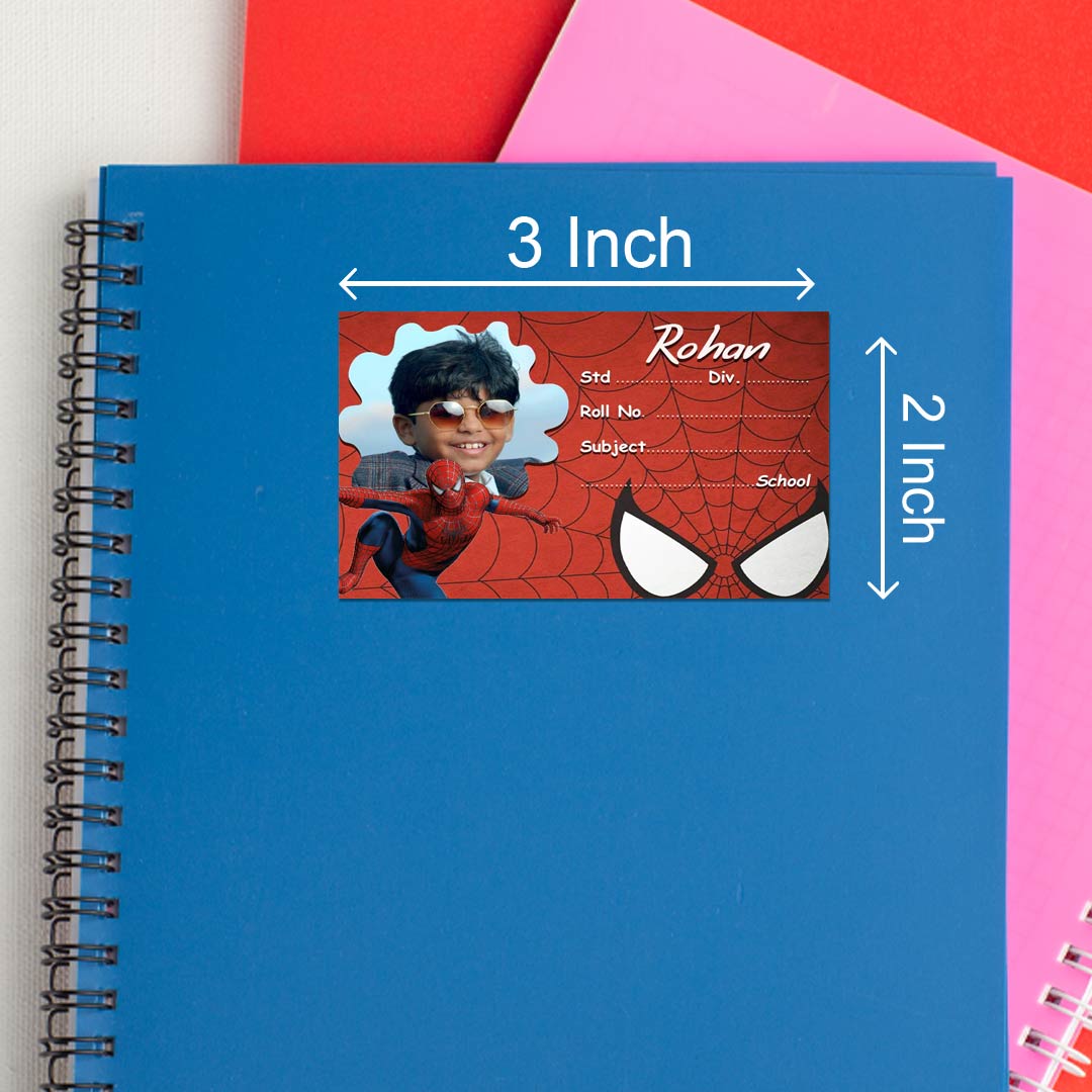 Personalized Spiderman Design Name Slips  | 12x18" Sheet with 36 Labels