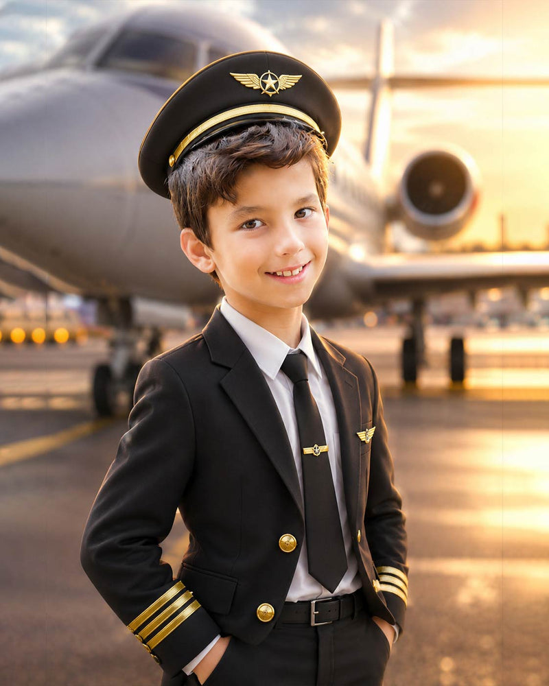 Personalized Future Pilot Portrait Digital Artwork | Custom Kids Aviation Dream Poster