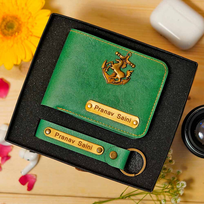 Personalized Men's Wallet & Keychain Combo