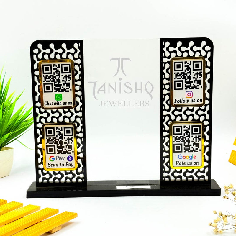 Custom Square QR Code Stand – Transparent & Black Acrylic