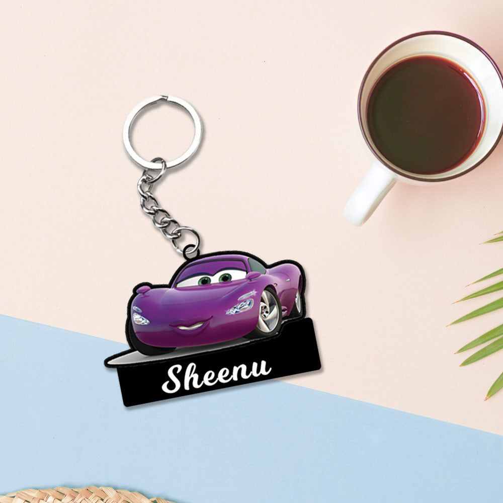 Lightning McQueen Cars Characters Keychain With Name - Without Gift Wrap -  love craft gift