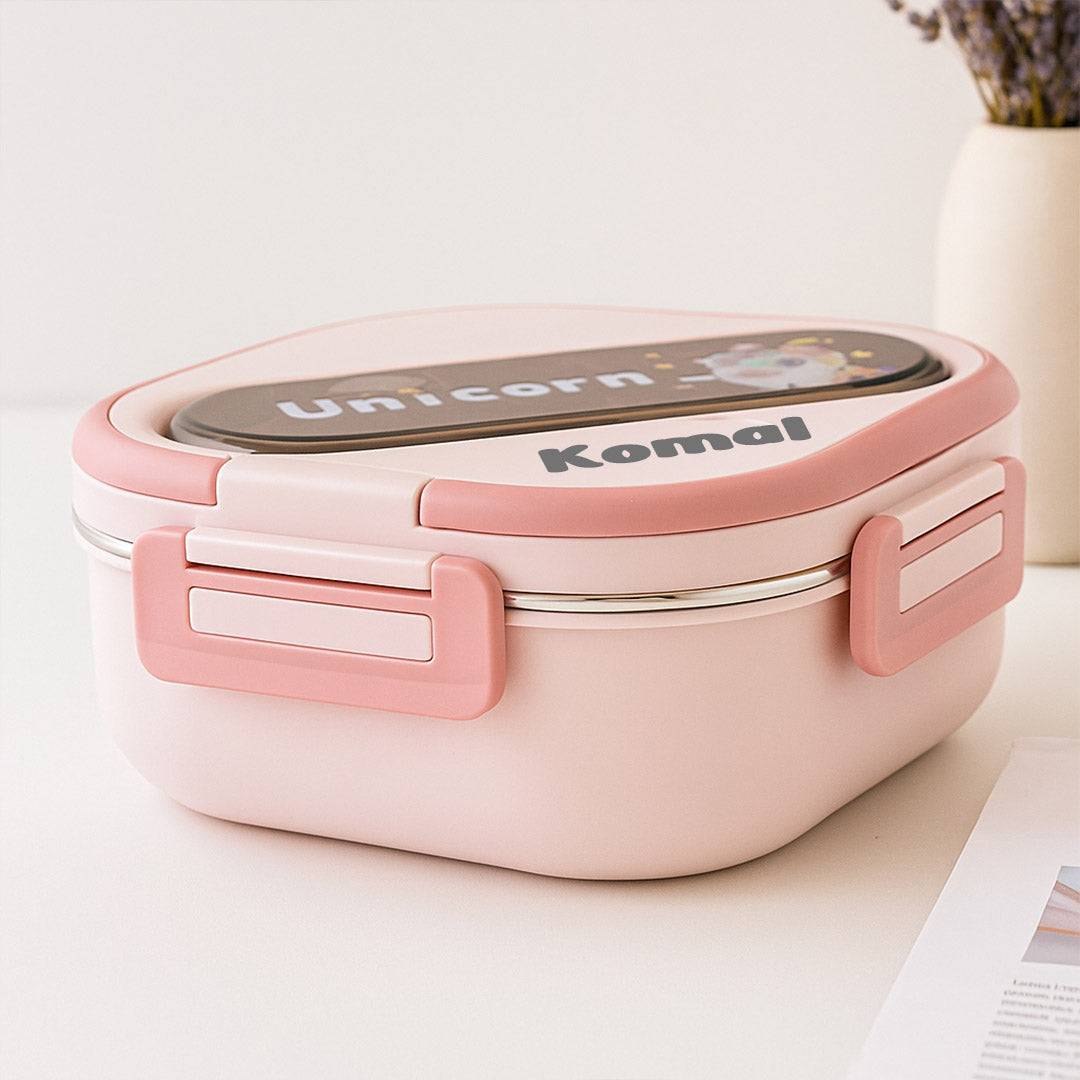 Personalized Pink Unicorn Stainless Steel Lunchbox