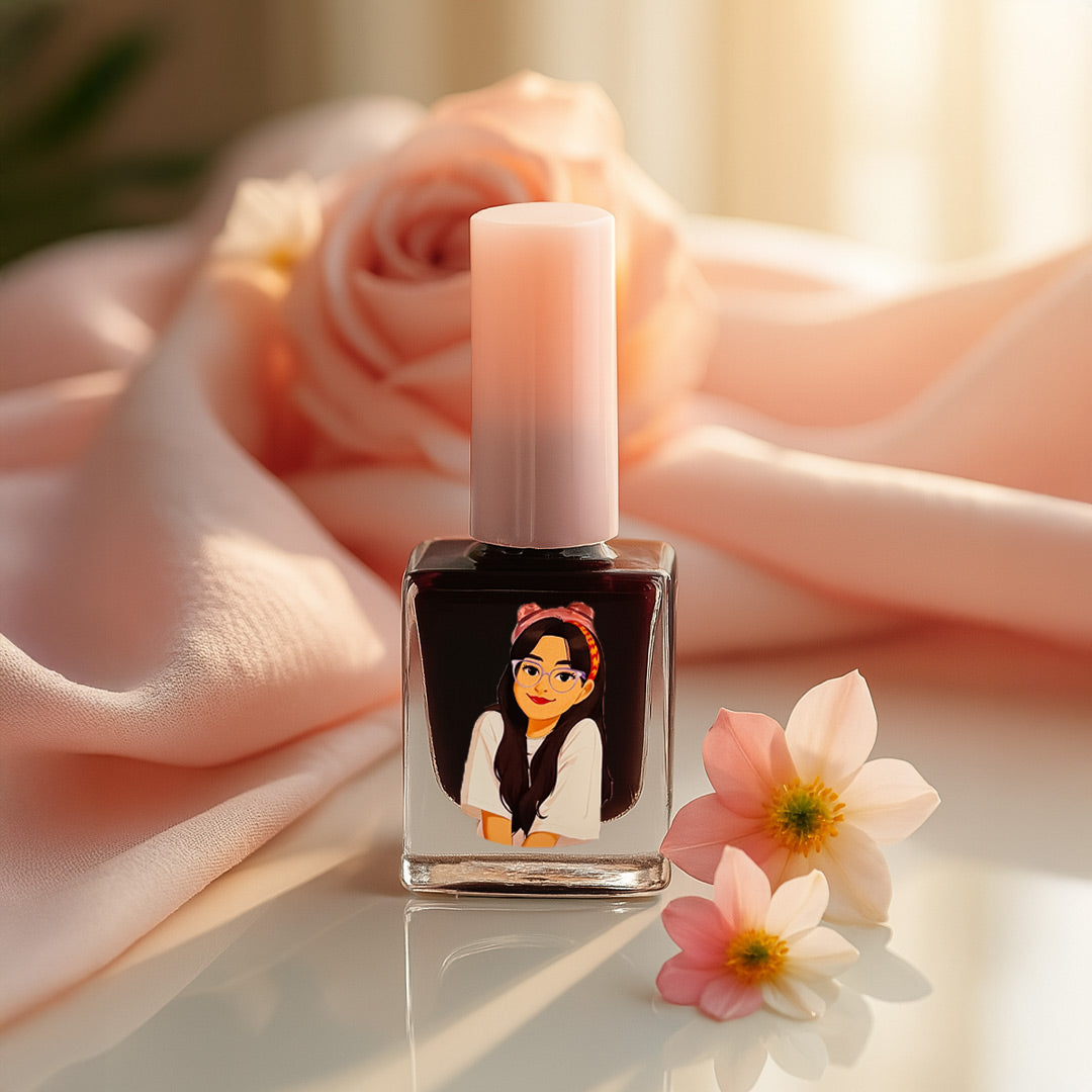 Custom Illustrated Nail Polish Bottle-DarkBrown