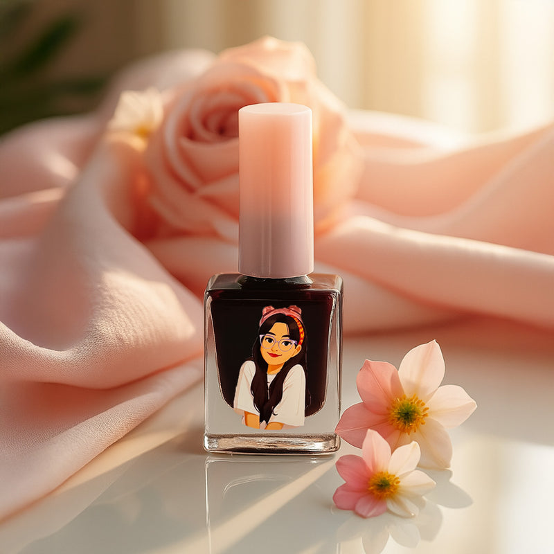 Custom Illustrated Nail Polish Bottle-DarkBrown