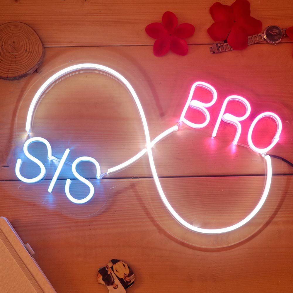 Bro Sis Infinity Neon Light Frames - love craft gift
