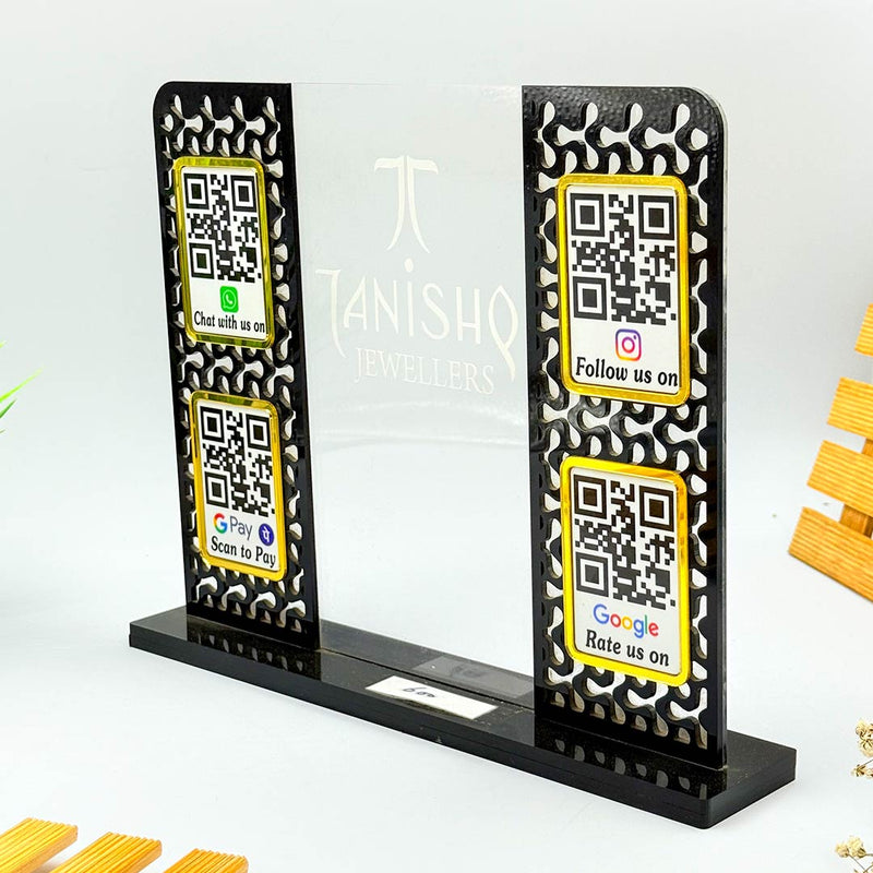 Custom Square QR Code Stand – Transparent & Black Acrylic