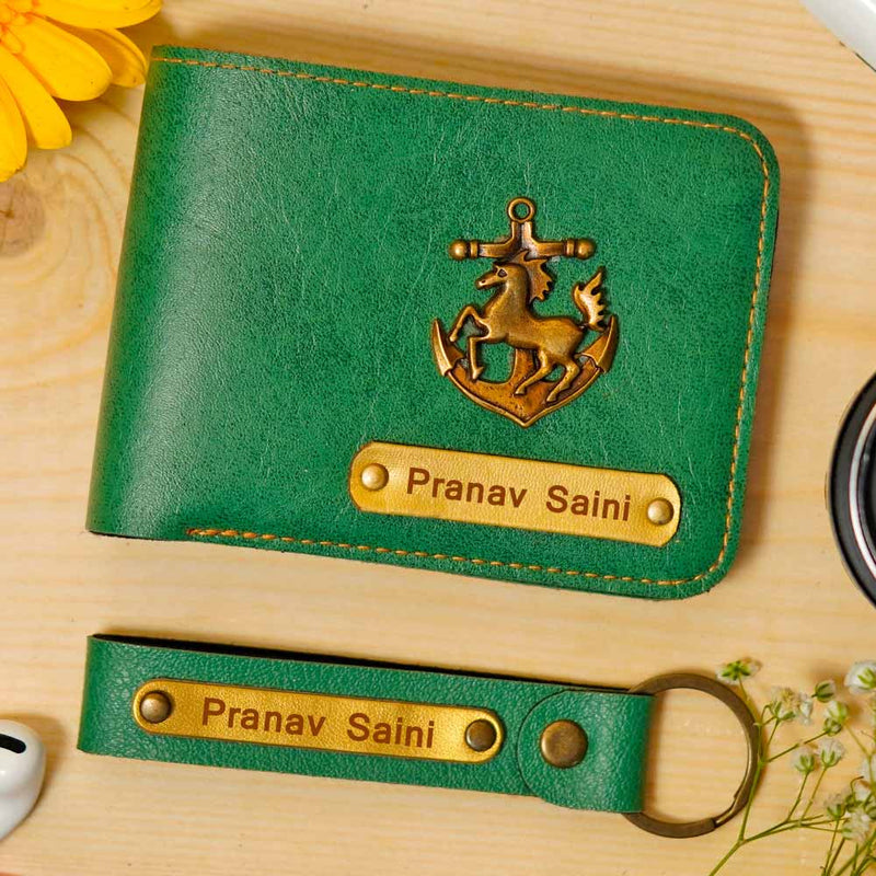 Personalized Men's Wallet & Keychain Combo