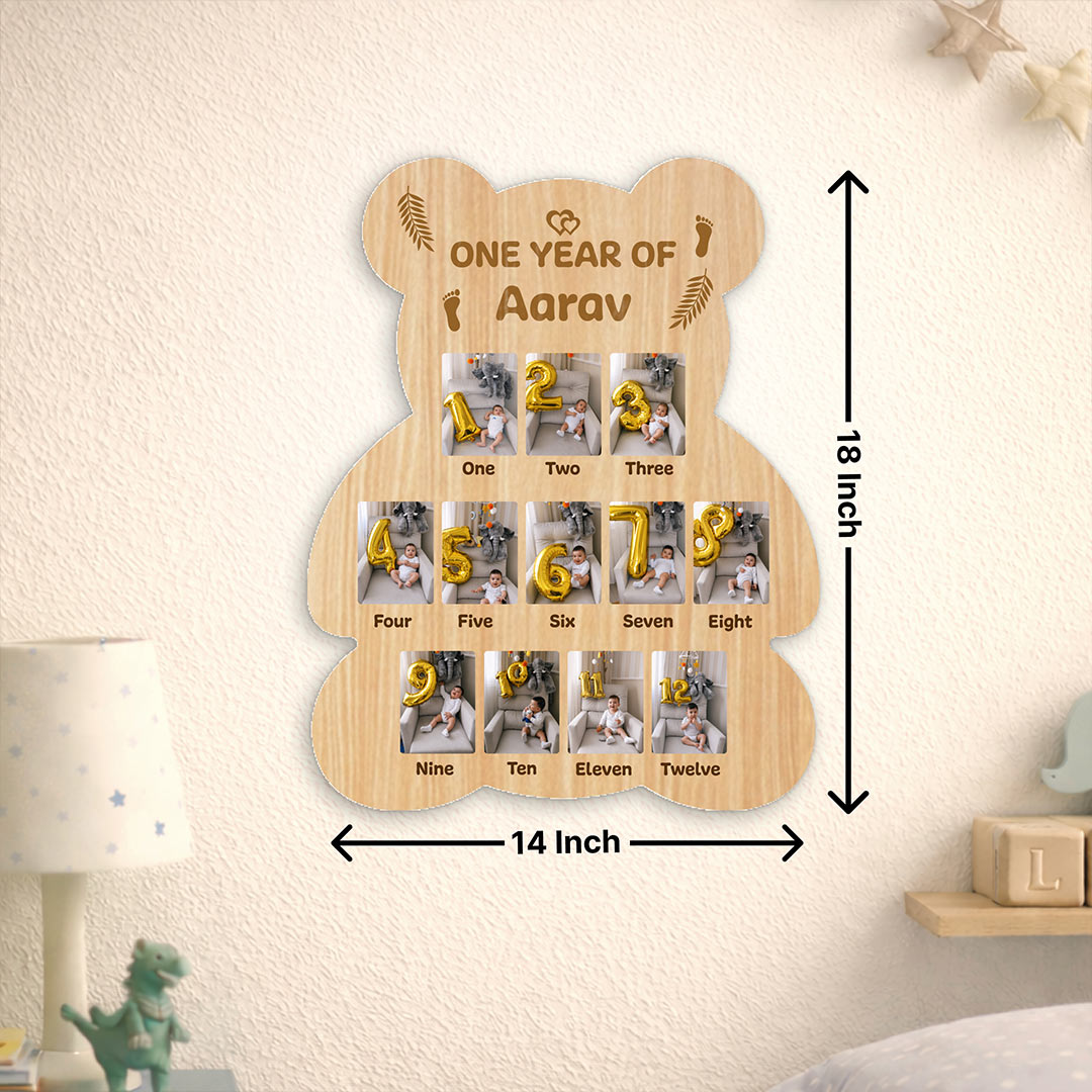 Personalized Baby First Year Memory Frame (14x18 Inch) – Custom Photo Wooden Frame Gift | Love Craft Gifts™