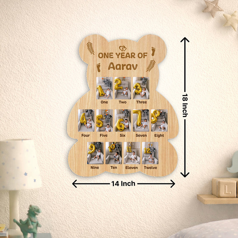 Personalized Baby First Year Memory Frame (14x18 Inch) – Custom Photo Wooden Frame Gift | Love Craft Gifts™