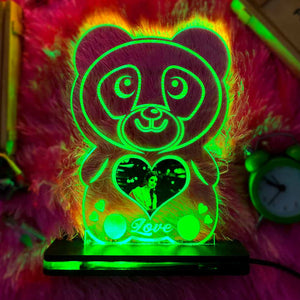 Acrylic Glowing Panda Lamp with Photo- Valentine Day