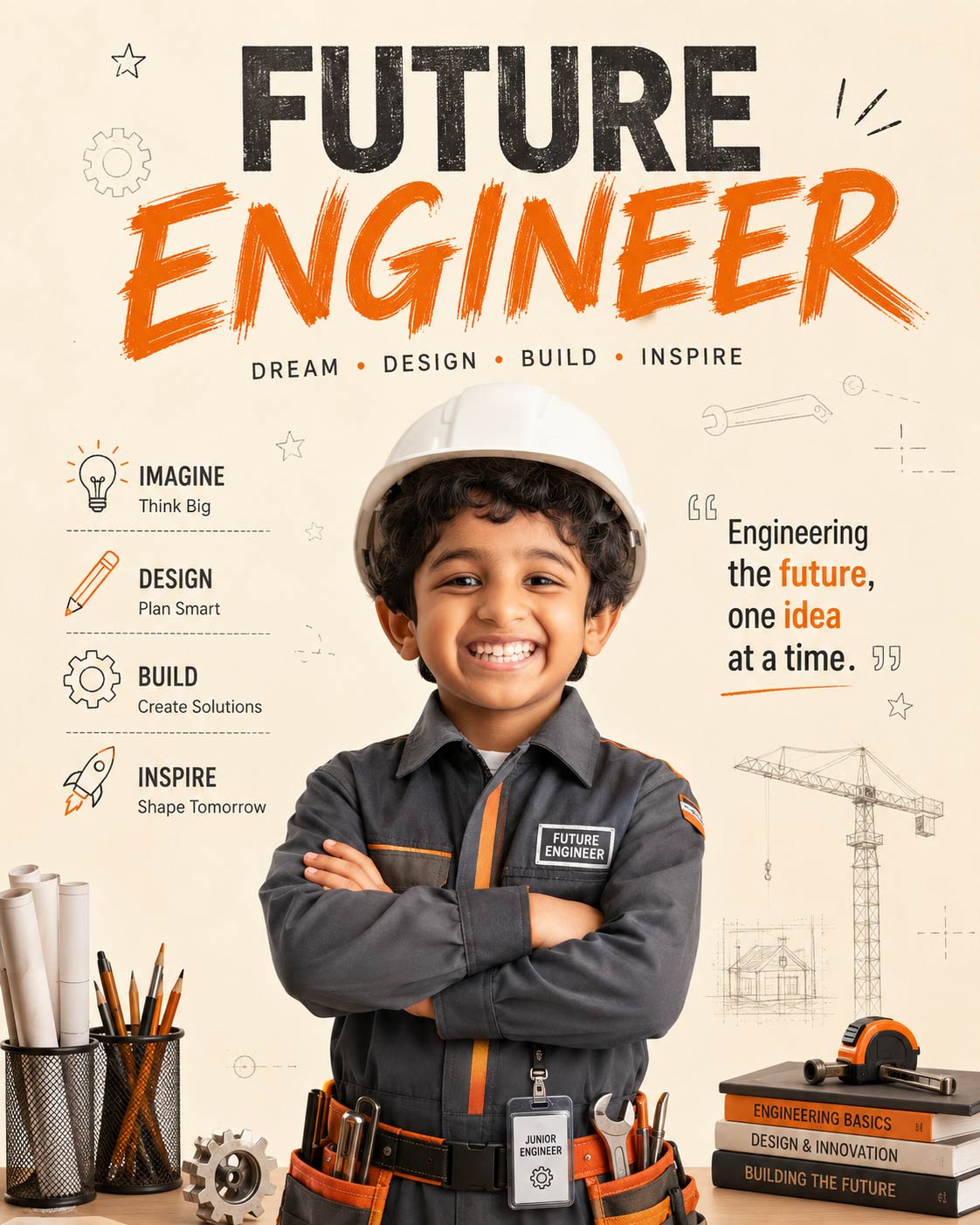 Personalized Future Engineer Digital Portrait | Custom Engineering Hero Artwork