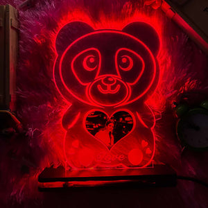 Acrylic Glowing Panda Lamp with Photo- Valentine Day