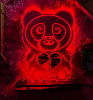 Acrylic Glowing Panda Lamp with Photo- Valentine Day