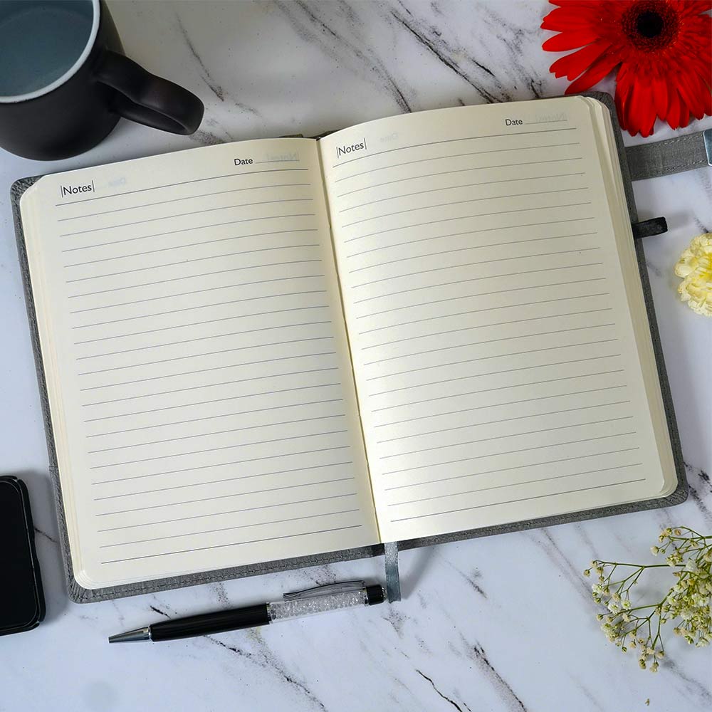 Customized Diary With Flip Strap Closure - Dark Gray | Love Craft Gifts ...