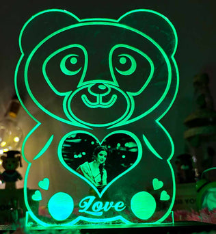 Acrylic Glowing Panda Lamp with Photo- Valentine Day