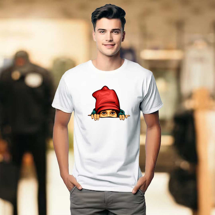 Men's White Half Face T-Shirt | Love Craft Gifts