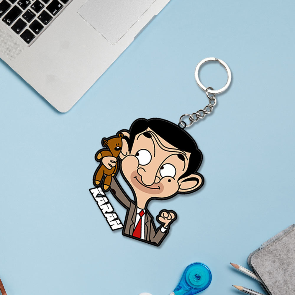Mr. Bean Keychain Or Keyrings With Name - love craft gift