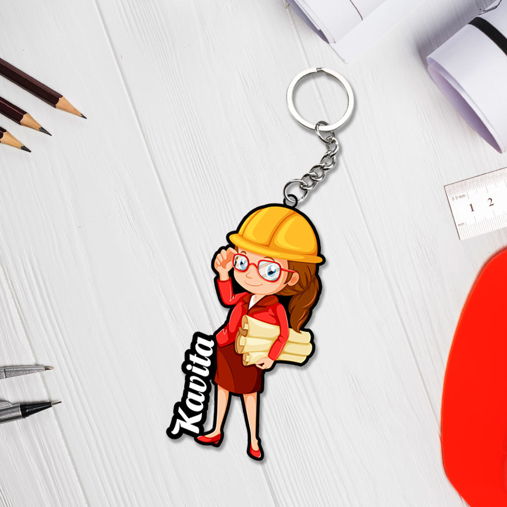 Engineer Keychain For Women With Name - love craft gift
