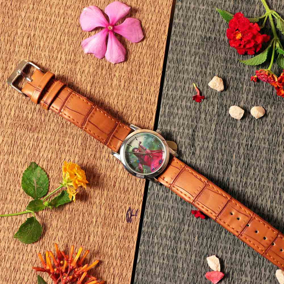Customized Brown Leather Wrist Watch | Love Craft Gifts