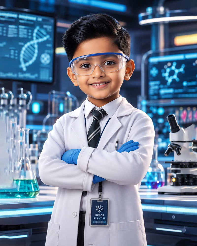 Personalized Future Scientist Digital Portrait for Kids | Custom Scientist Artwork