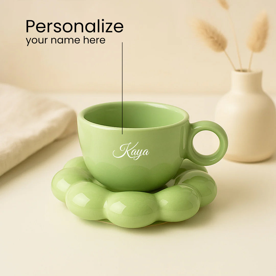 Bubble Base Ceramic Cup & Saucer Set