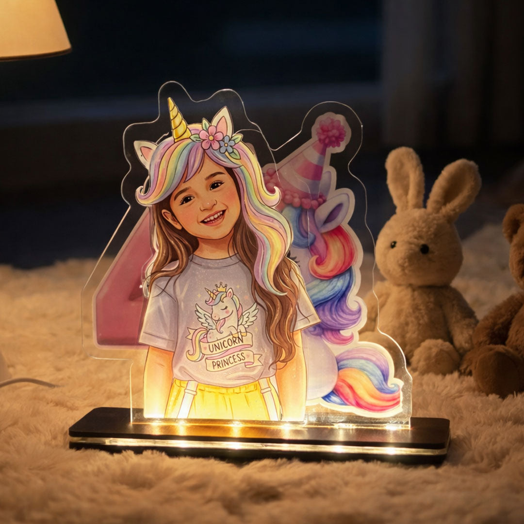 Glow Memories – Personalized Unicorn Acrylic LED Lamp (For Kids)