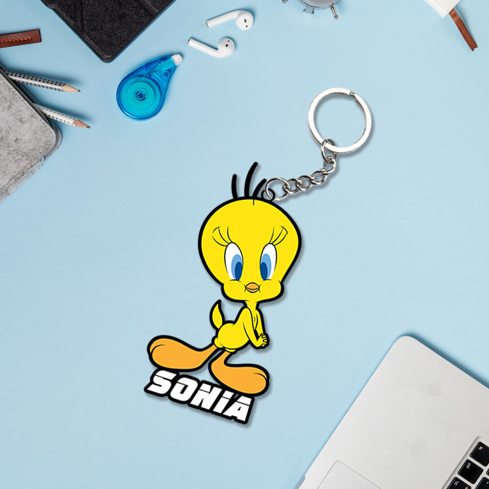 Looney Tunes Cartoons Characters Keychain With Name | Love Craft Gifts