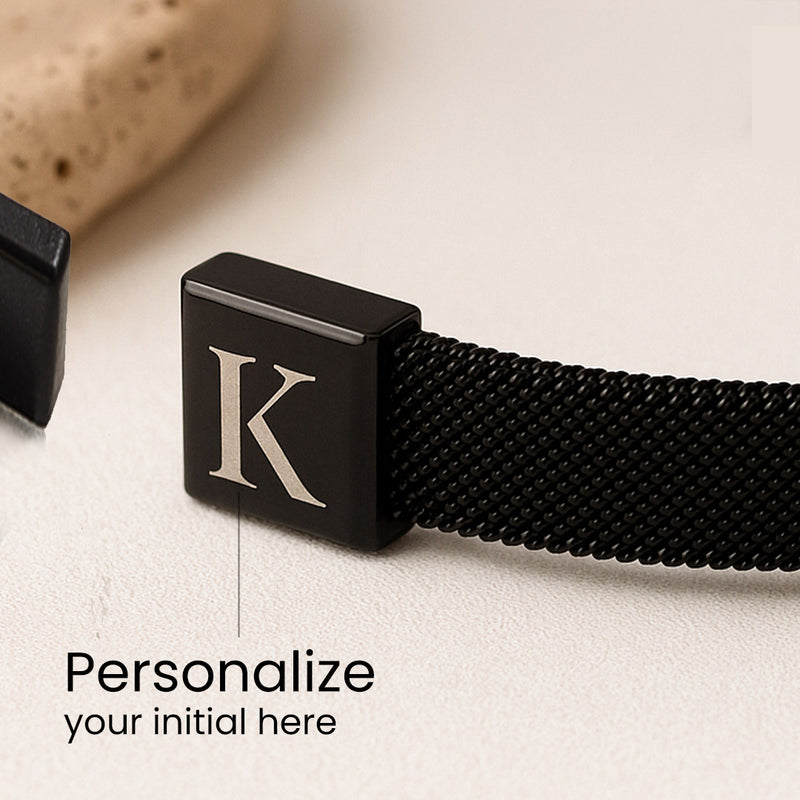 Personalized Black Initial Bracelet for Men
