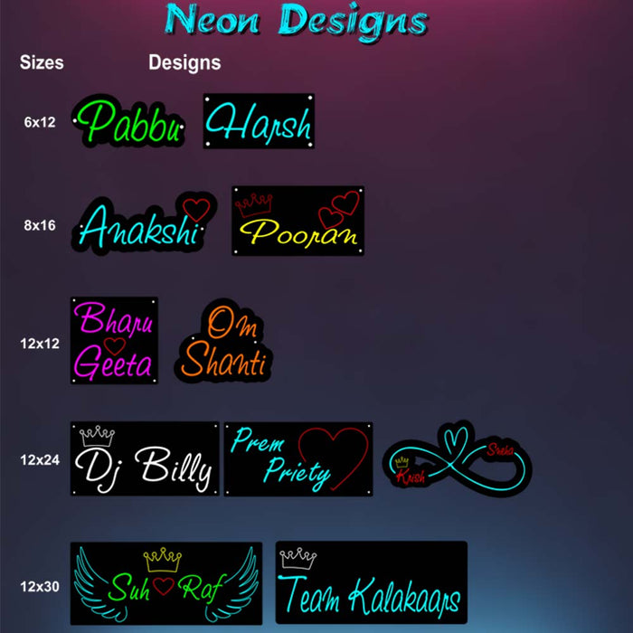 Customized Neon Name Light Frames