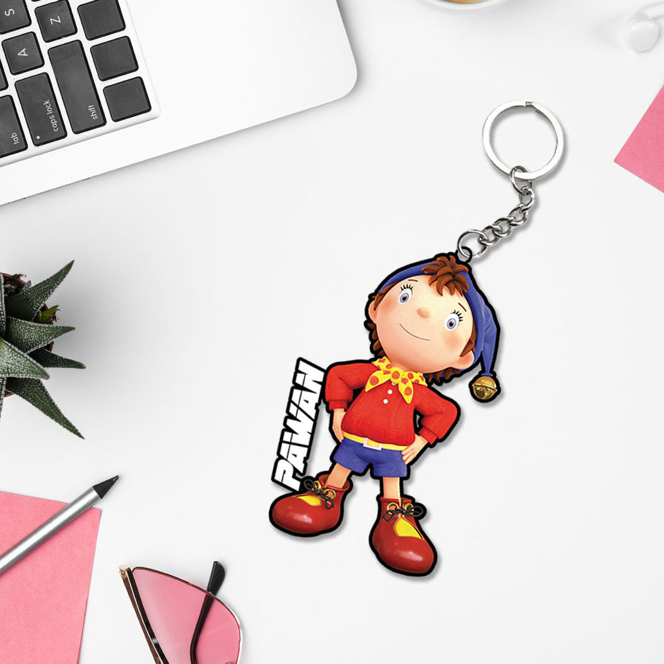 Noddy Cartoon Character Keychain With Name | Love Craft Gifts