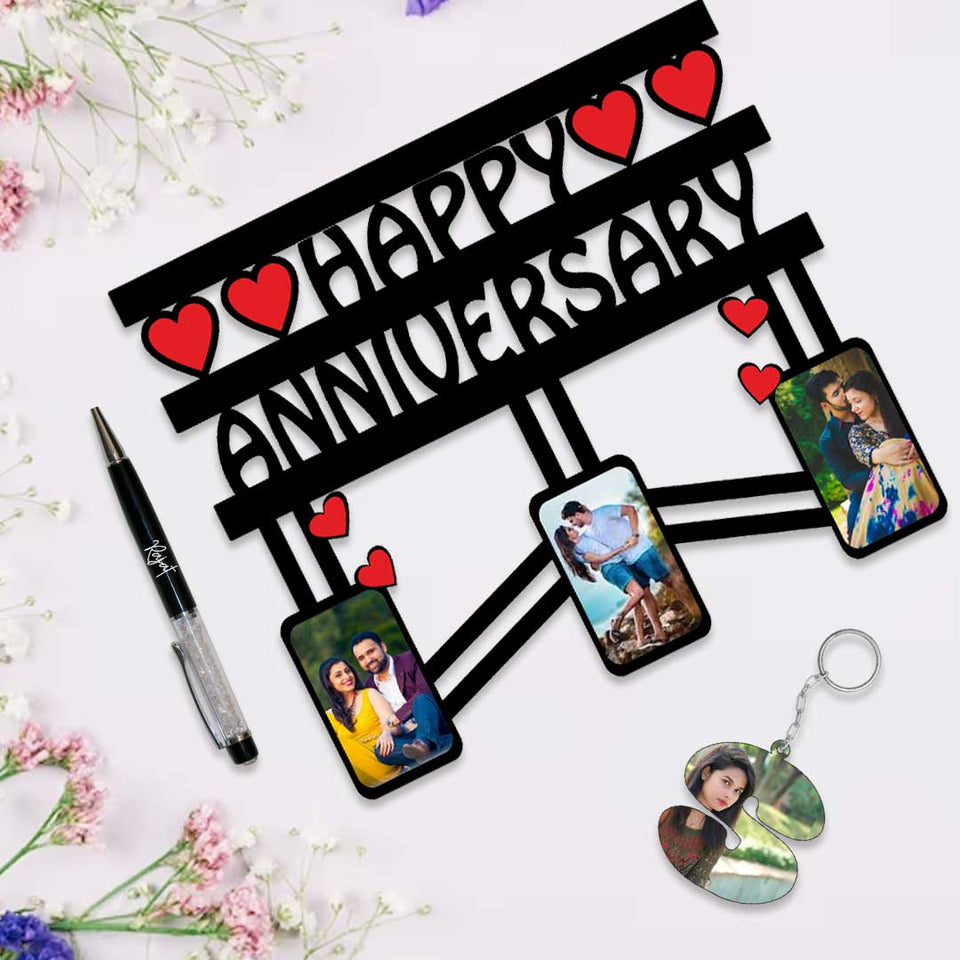 Anniversary Photo Frame, Pen & Keychain Gift Combo | Love Craft Gifts