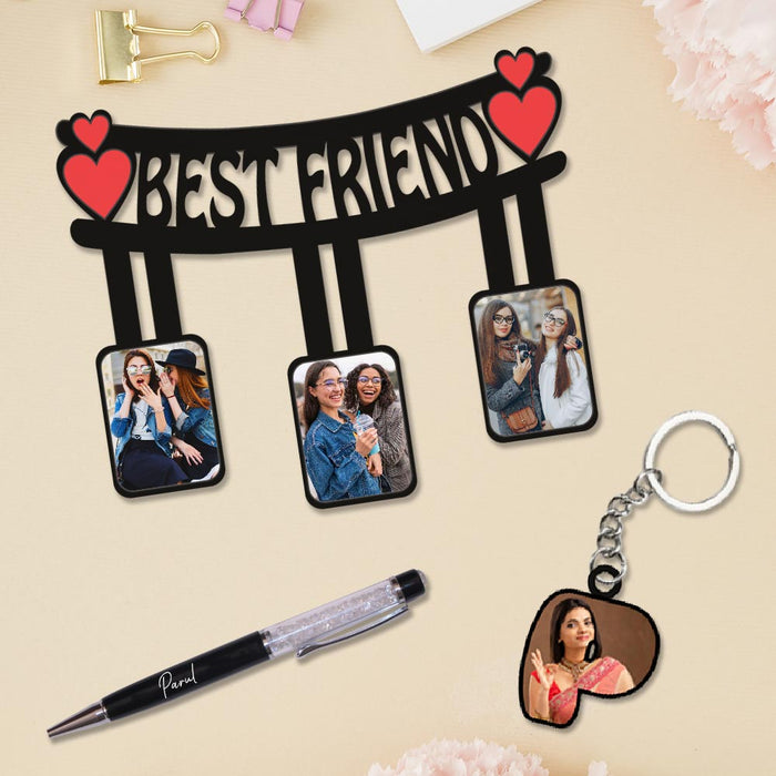 Wooden Photo Frame, Pen And Keychain Combo | Love Craft Gifts